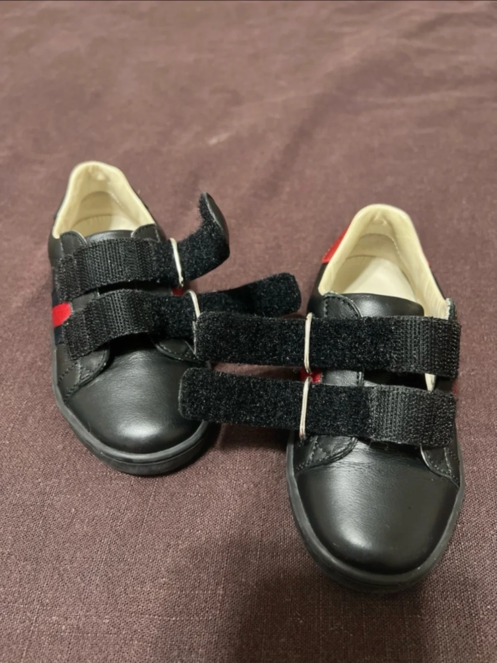 Gucci Kids Black Leather Velcro Dress Shoes